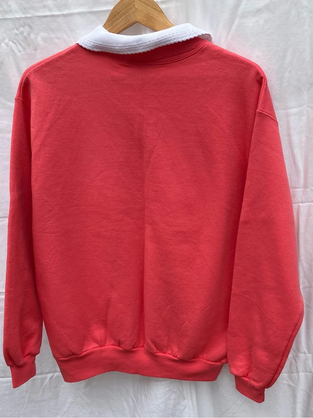 Vintage Grandma Morning Sun Collared Sweatshirt - Coral w/ Flowers & Butterflies